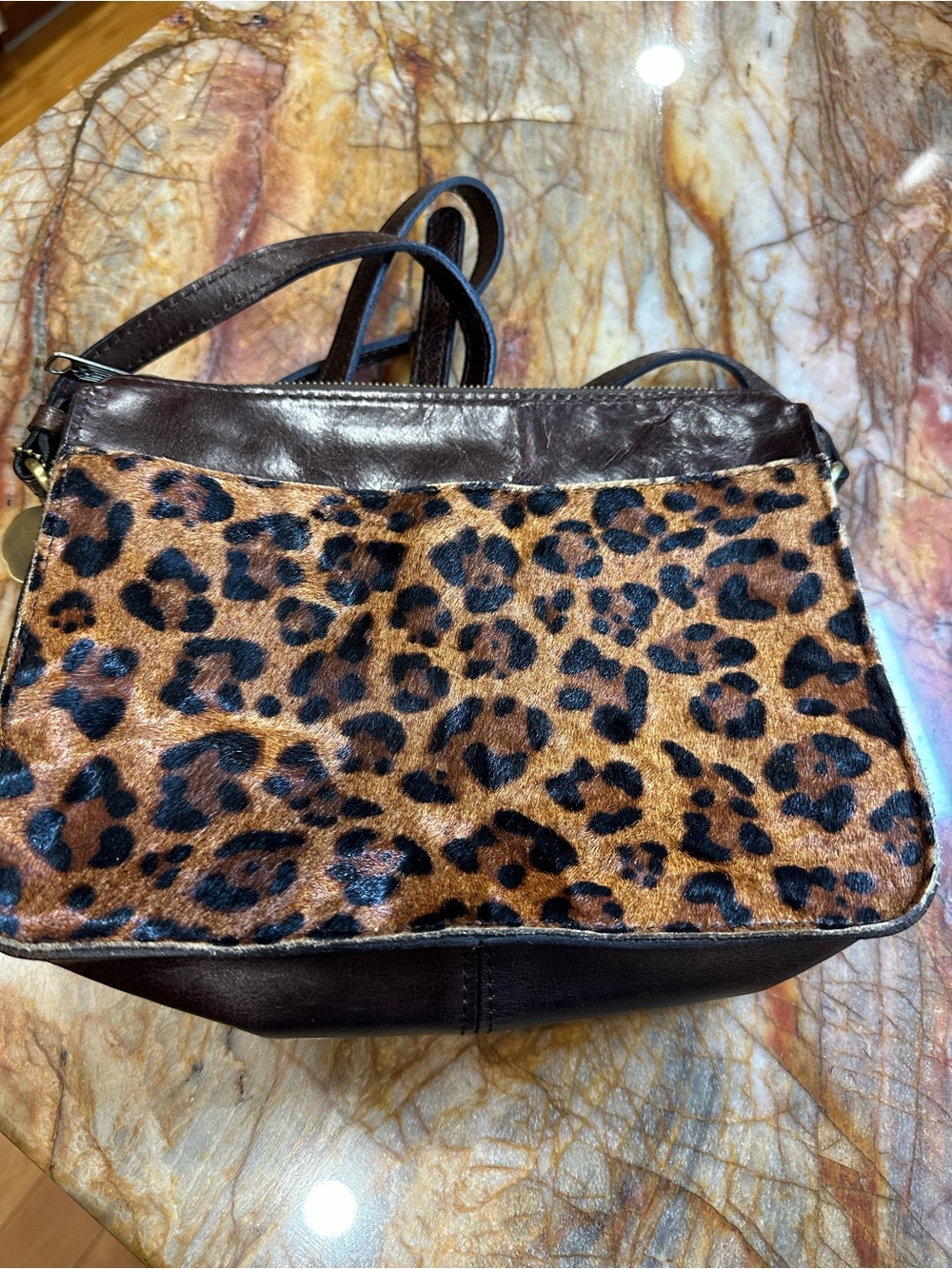 Patricia Nash Leopard Print Crossbody in Brown and Black
